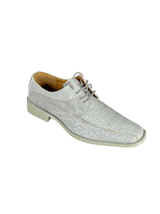 After Midnight 6442 Men\'s Grey Croc Print Lace Up Dress Shoes
